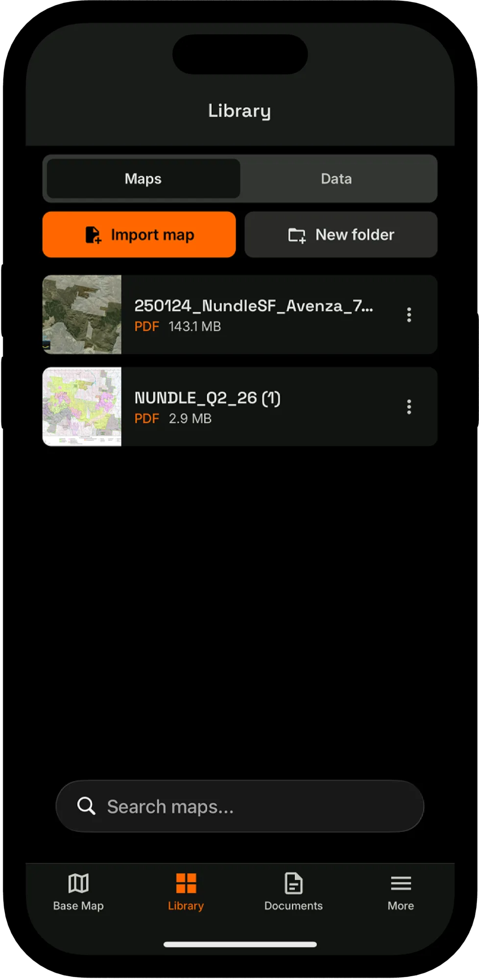 Map library with downloadable regions and providers